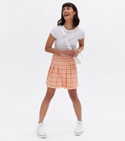 New Look Orange Check Mini Tennis Skirt